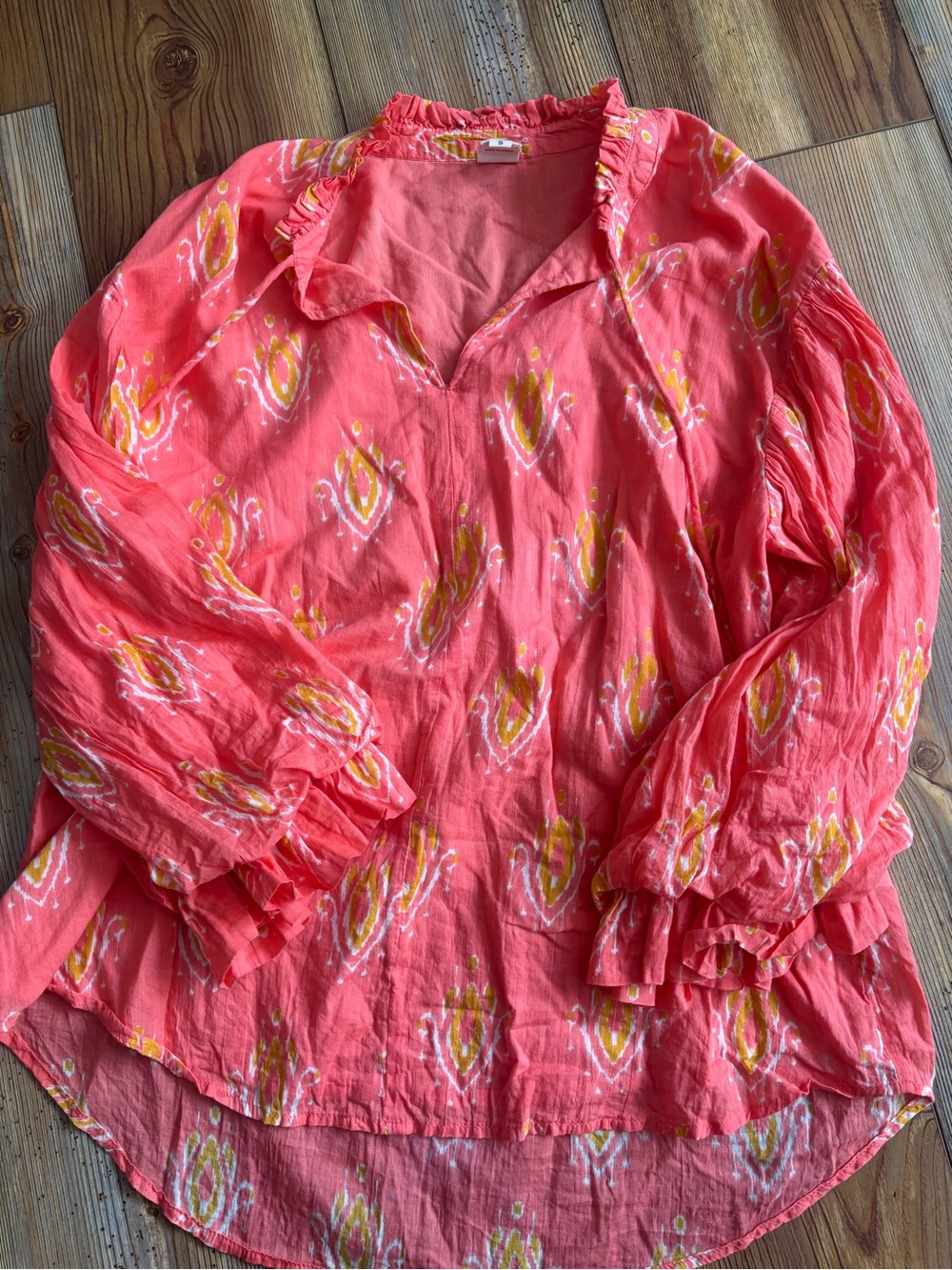 ivy jane Coral Ikat Ruffle Neck Tunic